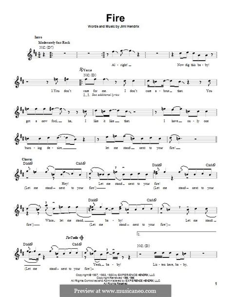 Fire by J. Hendrix - sheet music on MusicaNeo