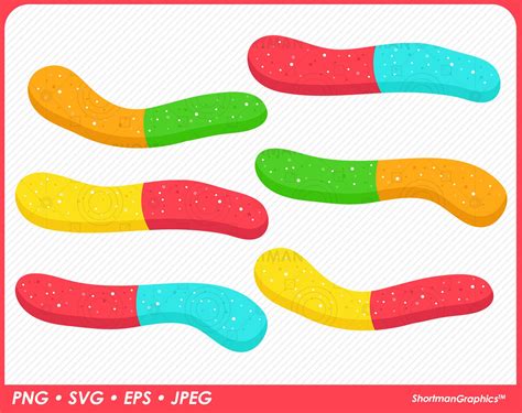 Gummy Worms Clipart SVG PNG | Etsy