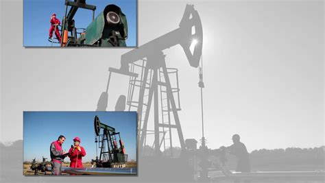 Oil And Gas Industry. Crude Oil Production. Oil Pump Jack. Animation Of Composite Image ...