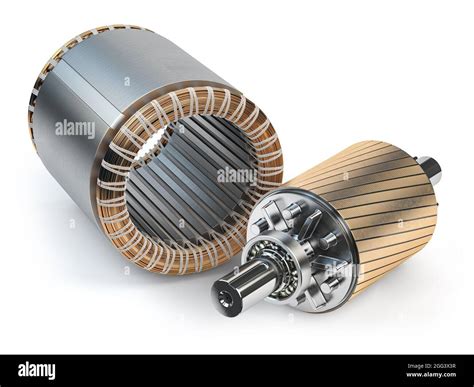 Rotor and stator of electric motor isolated on white background. 3d illustration Stock Photo - Alamy