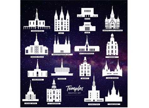 LDS Temple Vector Set Popular Temples Temple Graphics | Etsy