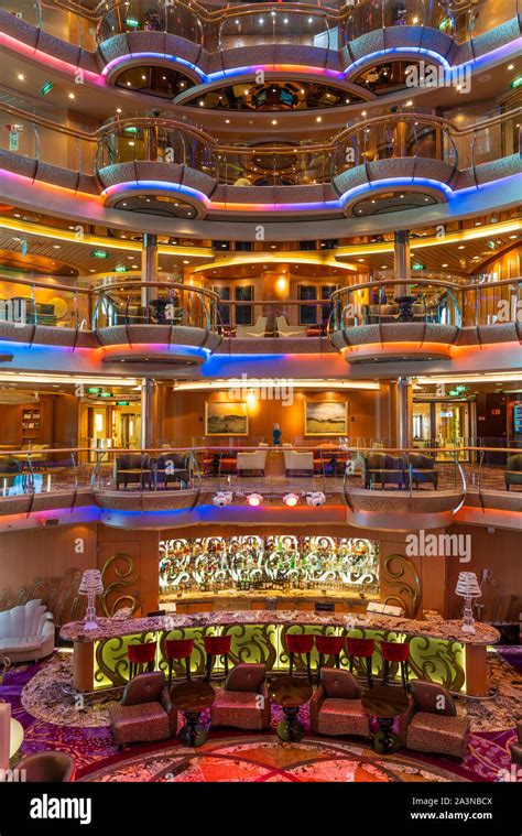 The multi floor atrium on board the Royal Caribbean cruise ship ...