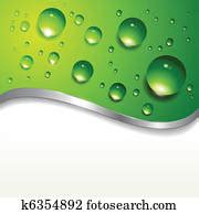 Green leaf water drops Stock Photo | k6088059 | Fotosearch