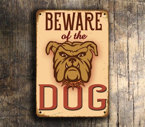 Vintage style Beware dog Sign | Classic Metal Signs