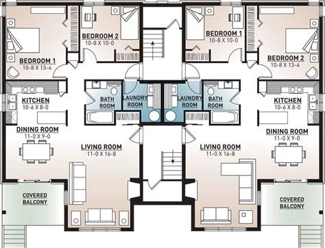 8 unit, 2 bedroom, 1 bathroom Modern Apartment House Plan 7855 - 7855