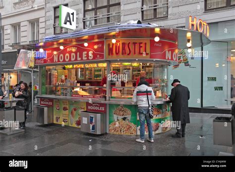 A Wurstel/hot dog and noodle fast food kiosk in Vienna, Austria Stock Photo - Alamy