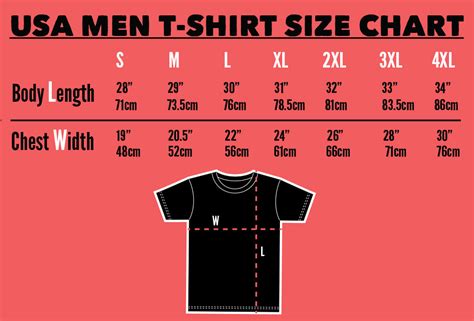 Usa T Shirt Size Chart