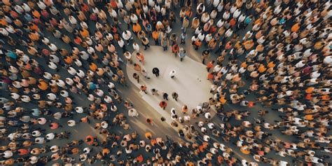 Premium AI Image | Crowd of People Seen from Above Bird Eye View ...