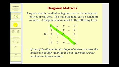 A diagonal matrix can be represented in the following way: The first ...