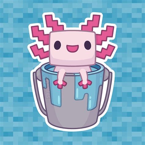 Minecraft Axolotl in a Bucket Sticker Laptops Planners Water Bottles Minecraft Stickers Axolotl ...