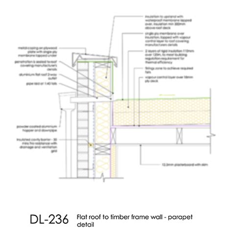 DL236 - Flat Roof to Timber Frame Wall Parapet Detail