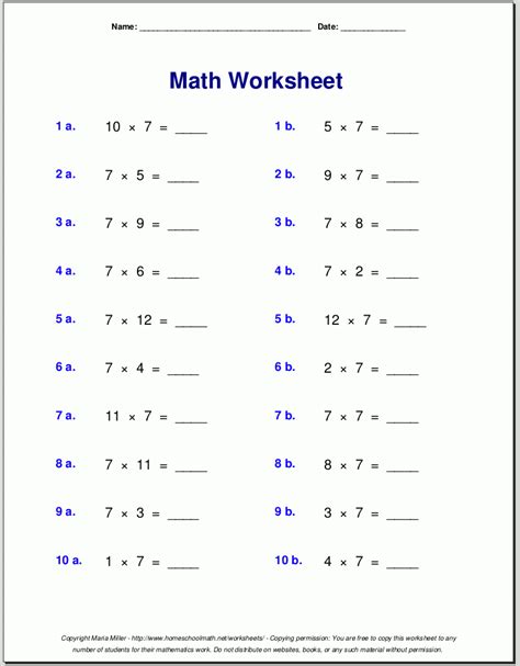 Free Math Worksheets And Printouts | Arithmetic Worksheets Printable ...