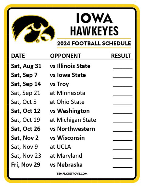 Iowa Hawkeye Football Schedule 2024 Tickets Price - Rahal Carmella