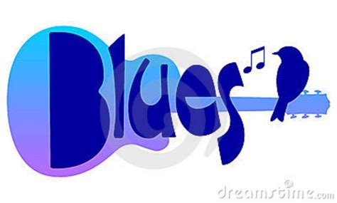 Blues Music Clip Art | Logo-type illustration of the title Blues with a guitar and bluebird ...