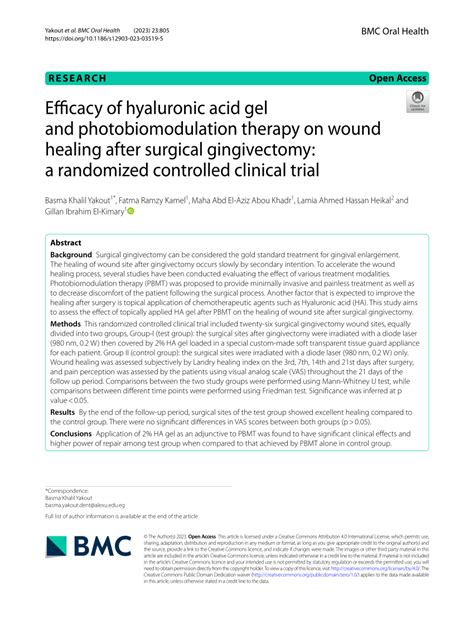 (PDF) Efficacy of hyaluronic acid gel and photobiomodulation therapy on ...