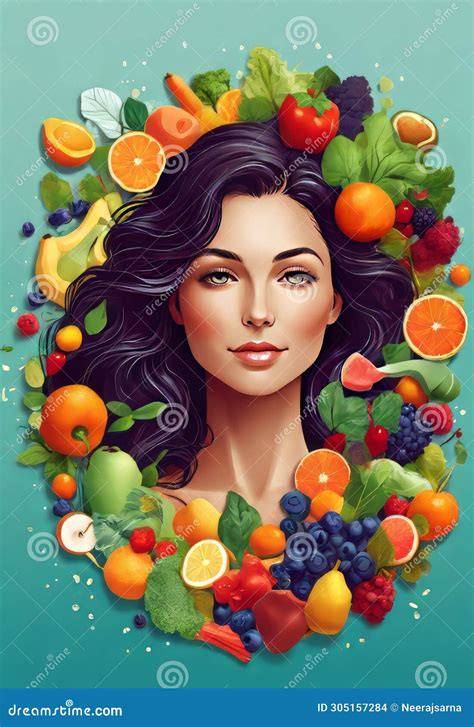 Healthy Organic Diet Nutrition Illustration Concept Depicting that Good Health Depends on a ...