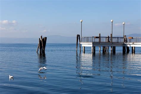 Bracciano Lake at Anguillara Sabazia Stock Image - Image of pier ...