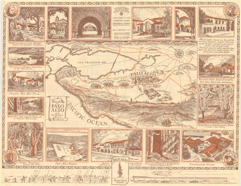 A Pictorial Map of Palo Alto and the San Francisco Peninsula - Neatline