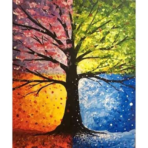 2019 5d Diamond Painting Kits Four Seasons Tree VM8298 | Simple acrylic ...