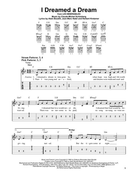 I Dreamed A Dream (from Les Miserables) by Claude-Michel Schonberg - Easy Guitar Tab - Guitar ...