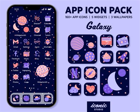 Galaxy App Icons Ios 15 16 & Android App Icon Pack Cute - Etsy