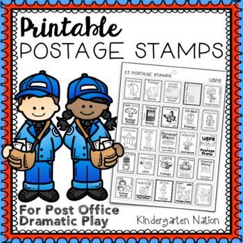 Printable Postage Stamps for Post Office Dramatic Play, USA | Dramatic ...