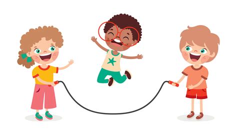 Cartoon Kids Playing Jumping Rope 13480818 Vector Art at Vecteezy