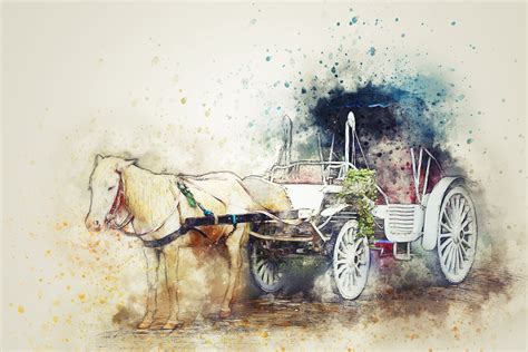 Download Carriage Watercolor Cart Horse Vehicle Horse Drawn Vehicle HD Wallpaper