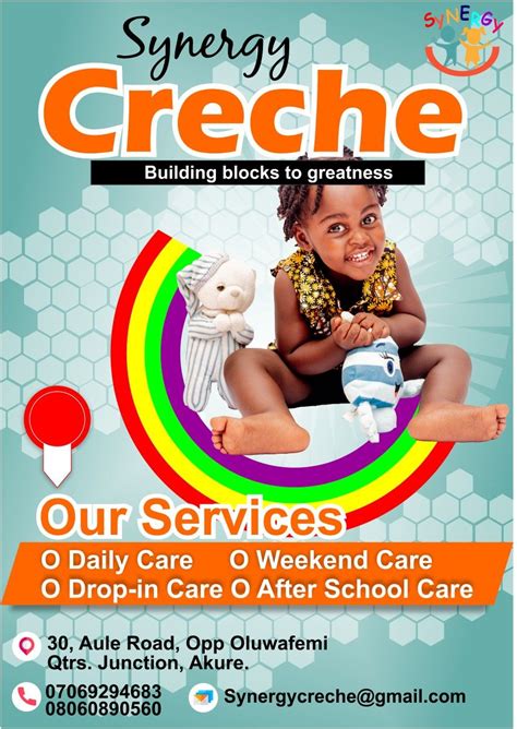 Creche flier Design Synergy @DigiDesigns | Flyer and poster design, Flyer design, After school care