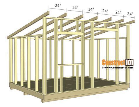 10x12 Lean To Shed Plans - Construct101 | Shed design, Diy storage shed, Wood shed plans