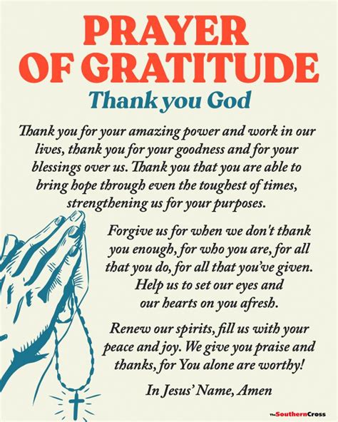 Prayer of Thanks to God - The Southern Cross