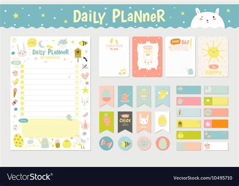 Cute calendar daily planner Royalty Free Vector Image