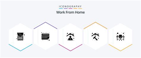 Work From Home 25 Glyph icon pack including monitor. computer table. employee. renovation ...