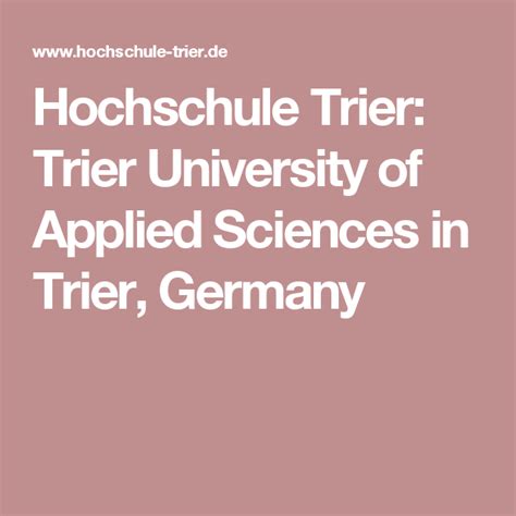 Hochschule Trier: Trier University of Applied Sciences in Trier, Germany | Applied science ...