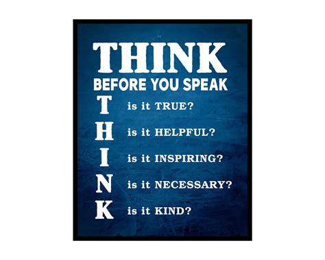 Think Poster Think Before You Speak Print Educational Art Teaching Art ...