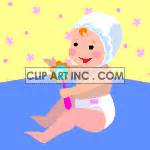 Animated baby girl shaking a rattle animation - Graphics Factory