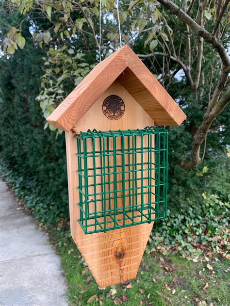 Comedero de aves Suet Feeder pájaro pájaro cedro madera doble | Etsy