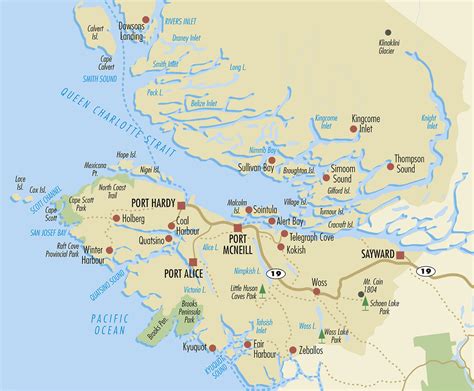 a map of port hardy and the surrounding area