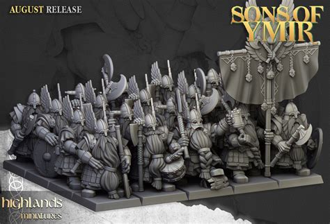 Dwarfs Veterans x5 Highlands Miniatures 32 mm - Forge of Generals EU