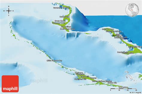 Physical Panoramic Map of Exuma