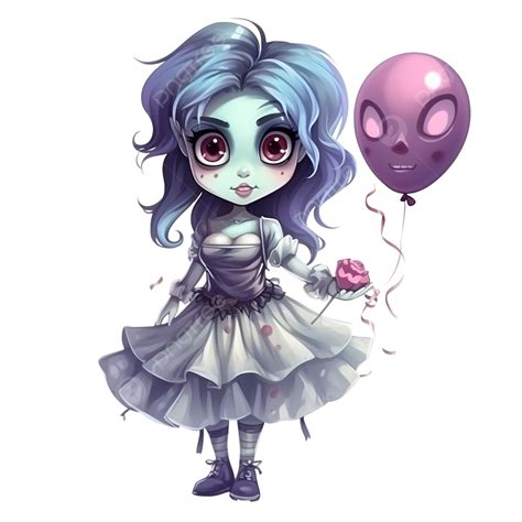 Girl In Zombie Costume At Halloween Party Cartoon Illustration, Cartoon ...