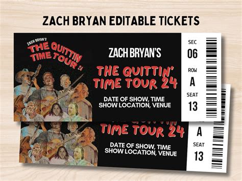 Zach Bryan the Quittin' Time Tour Tour Ticket Stub, Zac Bryan Ticket, the Quittin' Time Concert ...