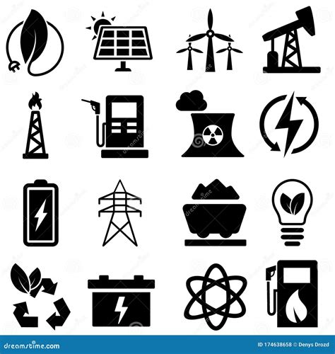 Energy Icons Vector Set. Power Illustration Sign Collection. Electrical Symbol Stock Vector ...