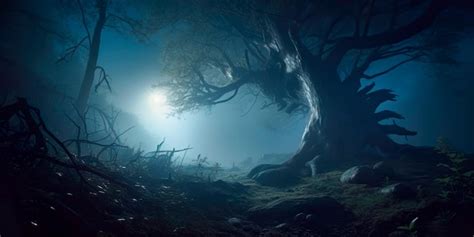 Premium AI Image | Mystical forest scene featuring an ancient tree with ...