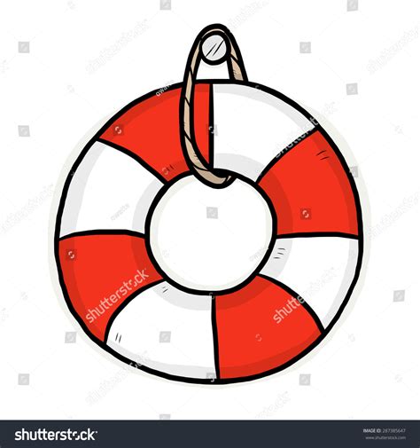 Life Buoy Cartoon Vector Illustration Hand Stock-vektor (royaltyfri ...