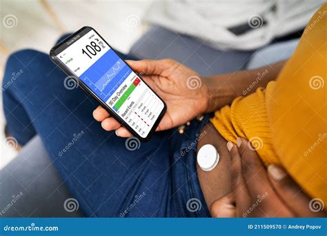 Continuous Glucose Monitor Blood Sugar App Stock Photo - Image of check ...