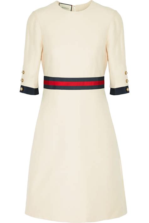 Gucci - Grosgrain-trimmed wool and silk-blend mini dress | Mini dress, Dress, White short dress