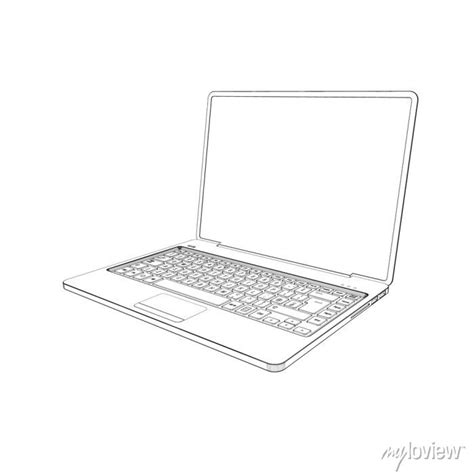 Laptop.vector outline illustration. • wall stickers computer, portable ...