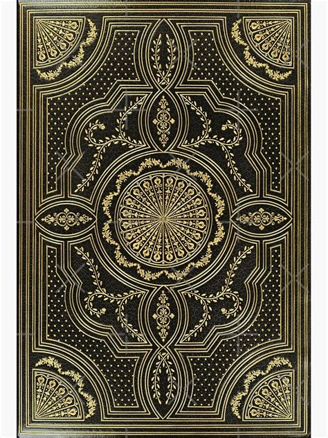 "Black leather book cover with intricate gold inlay design " Art Print ...