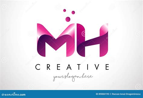 MH Letter Logo Design with Purple Colors and Dots Stock Vector - Illustration of template, sign ...